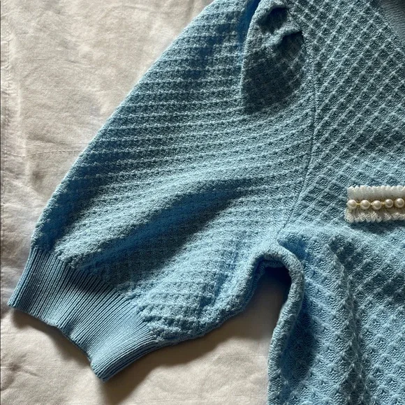 NWT Nanette Lenore blue knit sweater blouse - Picture 5 of 6